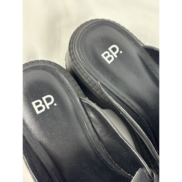 BP Tristan Flat Loafer Black 7.5 M Mule Slip On Chunky 90's Clogs Chain Lug Sole - Picture 8 of 11
